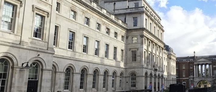 A view of one side of the quad at King's College, London, Strand Campus.